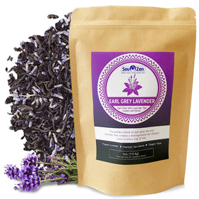 Sou Zen Earl Grey Lavender packaging highlights premium Ceylon tea and lavender aroma.