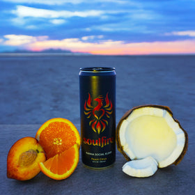 Soulfire Elixir can label emphasizing zero sugar and natural flavor.