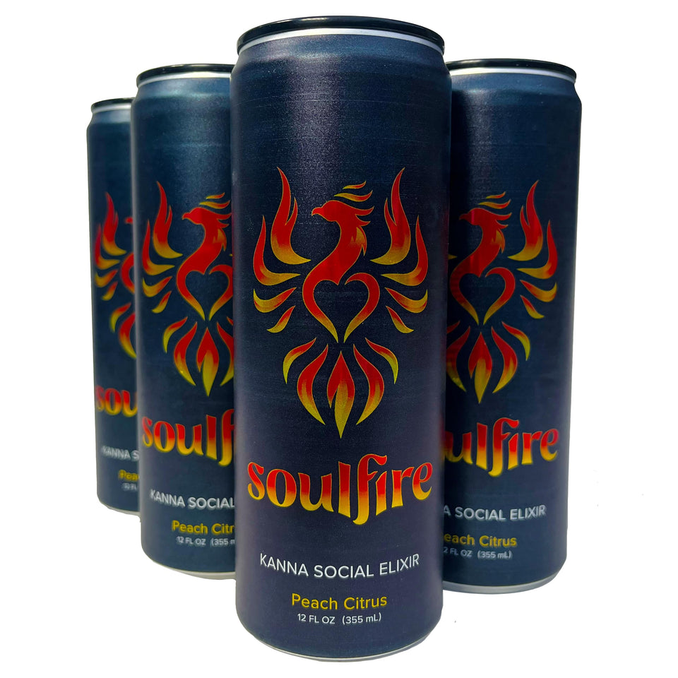 Soulfire Kanna Social Elixir bottle highlighting sparkling hydration.