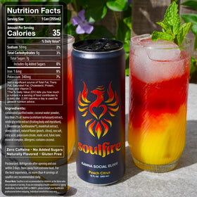 Soulfire Kanna Social Elixir pour showing relaxed sipping moment.