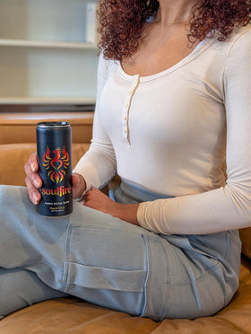 Soulfire Reishi ingredient bottle with earthy, calming vibes.