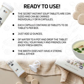 SOUND OF SEOUL tablet dissolving in water, fast flavorful broth ready.