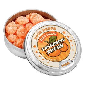 Sour Drops Lychee candy tin with bold coating and sweet surprise.