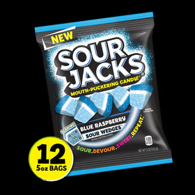 Sour Jacks blue raspberry pack displays vibrant color and fun for movie nights.