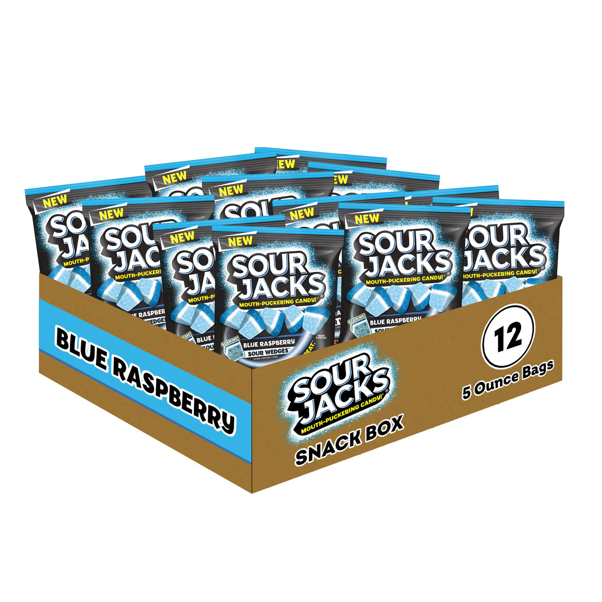 Sour Jacks blue raspberry wedges in a bag showcase bold, fruity flavor.