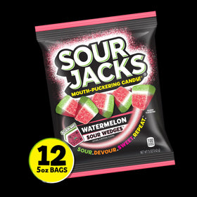 Sour Jacks Watermelon Wedges offer a soft, chewy texture that is easy to chew.