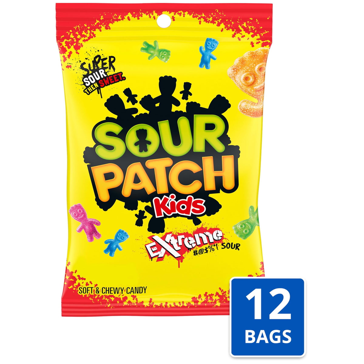 Sour Patch Kids bulk 12-pack packaging emphasizes convenient party or gift option.