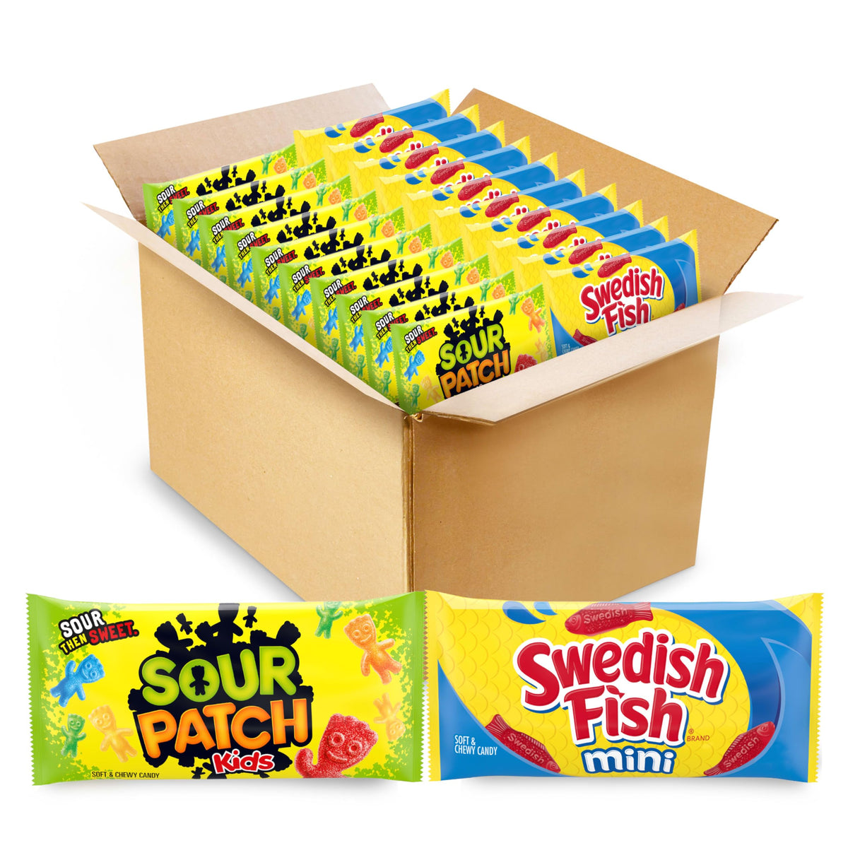 Sour Patch Kids bulk variety-pack packaging, ideal for sharing at parties and gatherings.