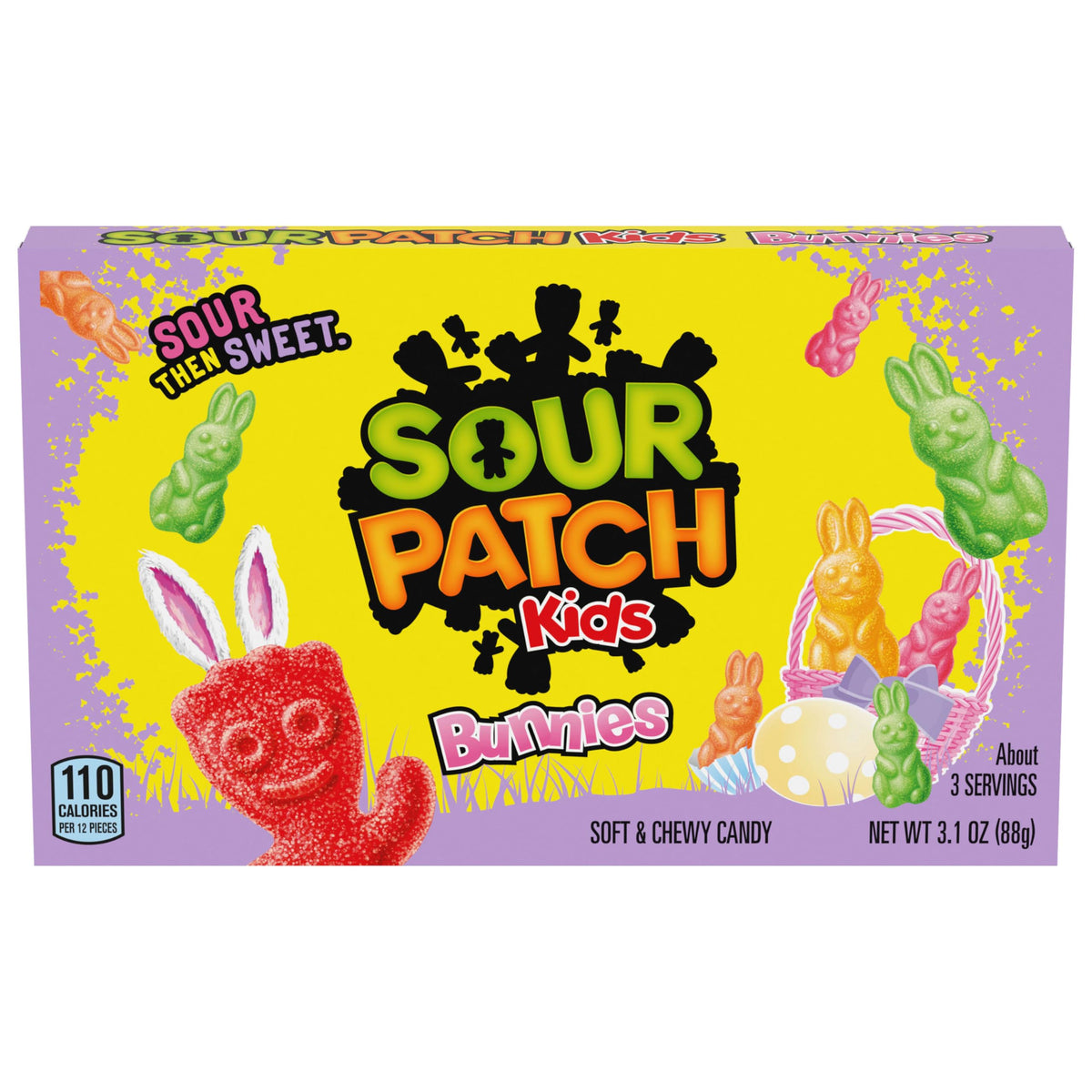 Bunny-shaped candies from Sour Patch Kids Bunnies show chewy texture and tangy balance.