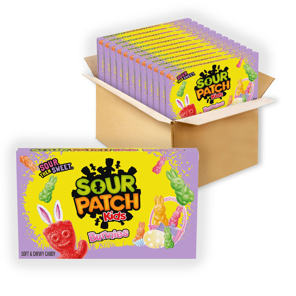 Sour Patch Kids Bunnies Easter box on display, ideal for Easter baskets.