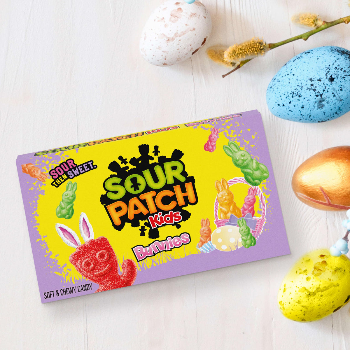 Easter egg hunt snack option from Sour Patch Kids Bunnies, kid-friendly shareable treat.