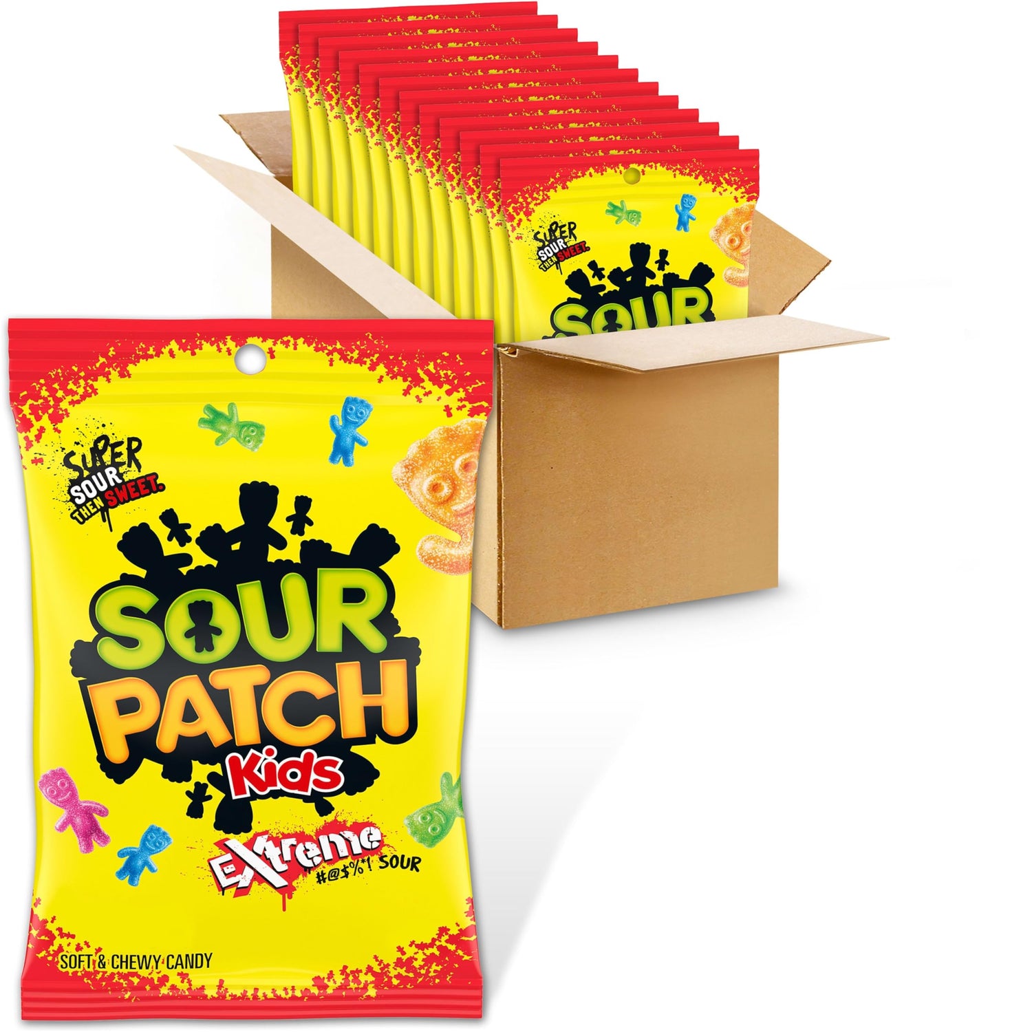 Sour Patch Kids Extreme Sour soft candy bag front view for bold flavor moments.