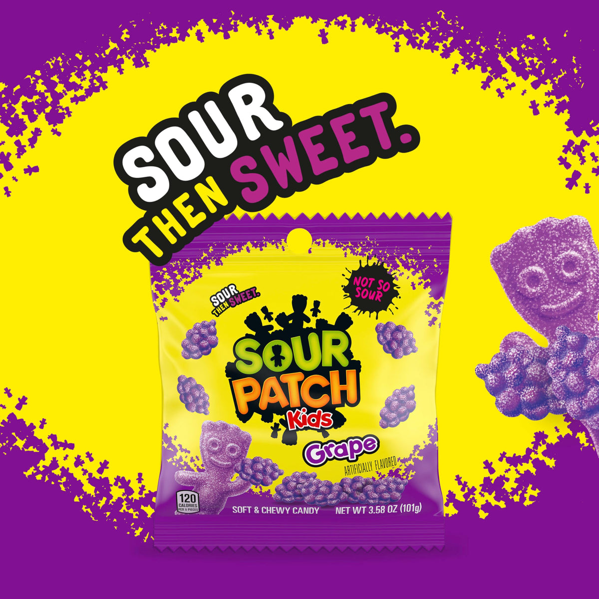 Bulk packaging display of Sour Patch Kids Grape 12-pack