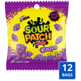 Vivid Sour Patch Kids Grape flavor splash highlighting juicy grape taste
