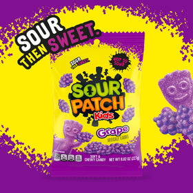 Sour Patch Kids Grape gummy texture close-up for snack time