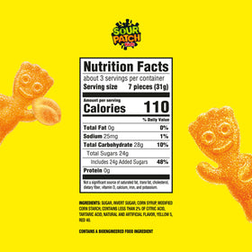 Sour Patch Kids Peach packaging seals to preserve soft, chewy flavor.