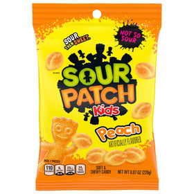 Sour Patch Kids Peach soft and chewy candy bag, perfect bulk snack for parties.