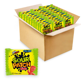 Sour Patch Kids soft and chewy candy bag packaging for bulk snacking.