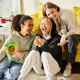 Sour Patch Kids bendable strips inviting playful tearing and sharing