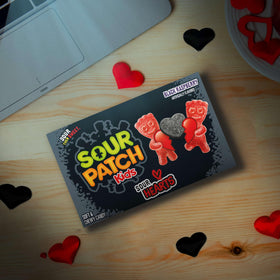 Sour Patch Kids Sour Hearts Black Raspberry heart-shaped candy for Valentine's treat.