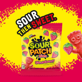 Sour Patch Kids strawberry in a snack bowl is party-ready.