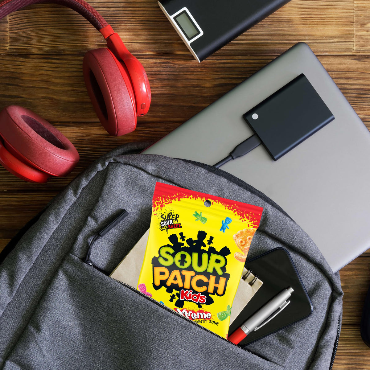 Sour Patch Kids theater-friendly packaging supports movie night snacking.
