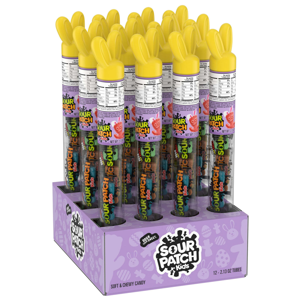 Sour Patch Kids tubes stay soft and fresh for later.
