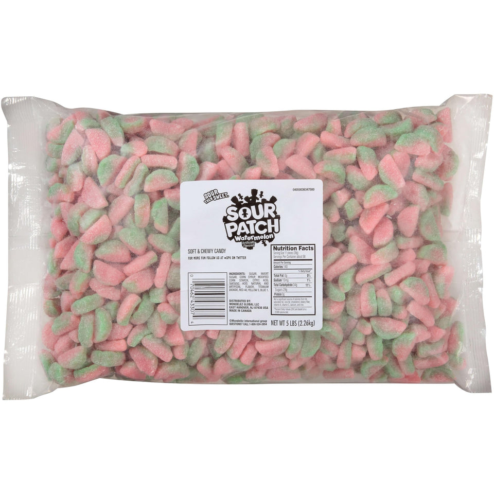 Sour Patch Kids Watermelon bag ready for sharing at parties and movie nights