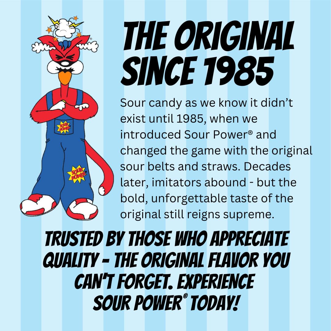 Sour Power Blue Raspberry Straws texture close-up highlights vegan, gelatin-free snacking option.