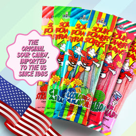 Sour Power Candy Straws Green Apple close-up emphasizes crisp, tart freshness.
