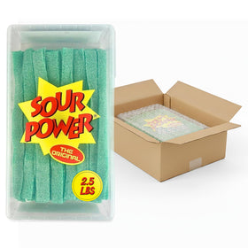 Sour Power Green Apple Belts bulk tub ready for parties and sharing