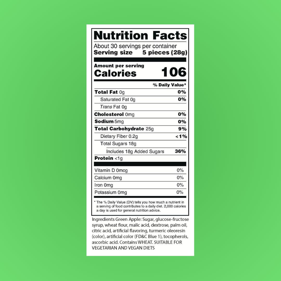 Sour Power Green Apple Straws close-up showing sugar coating and chewy texture.