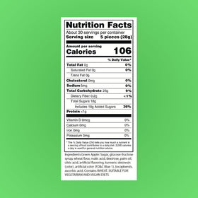 Sour Power Green Apple Straws close-up showing sugar coating and chewy texture.