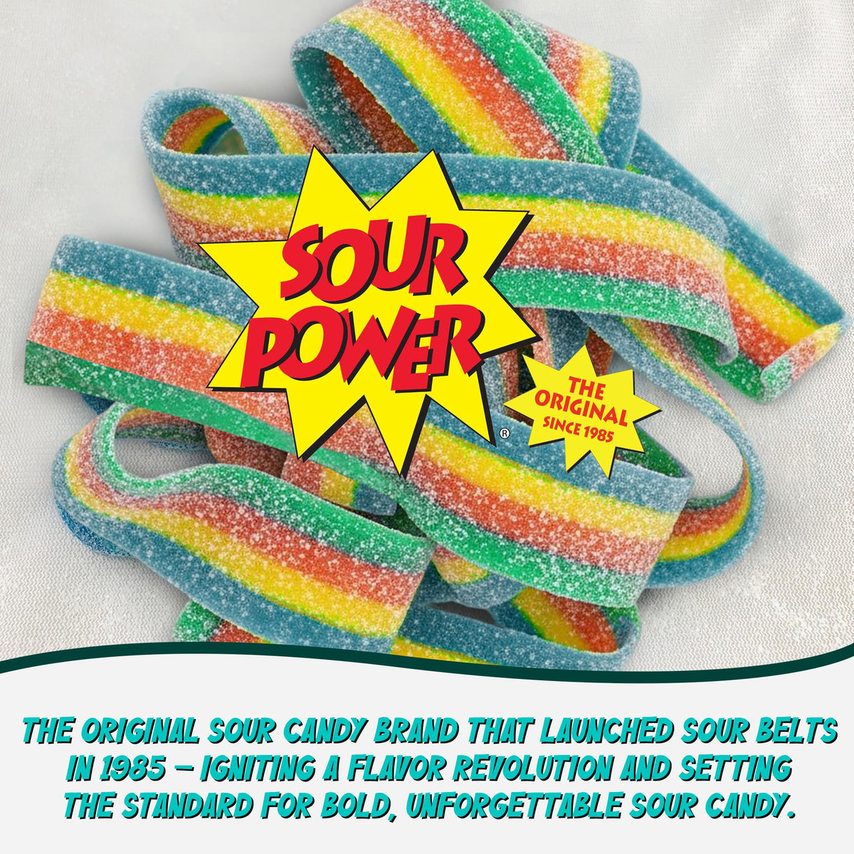 Sour Power Quattro rainbow candy belts protected shipping box keeps candy intact.