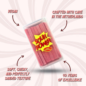 Sour Power resealable tub keeps strawberry belts fresh between servings.