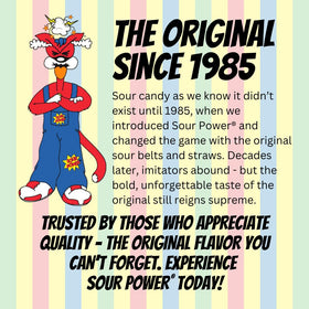 Sour Power Sortz Straws in strawberry and blue raspberry flavors for tangy bites.