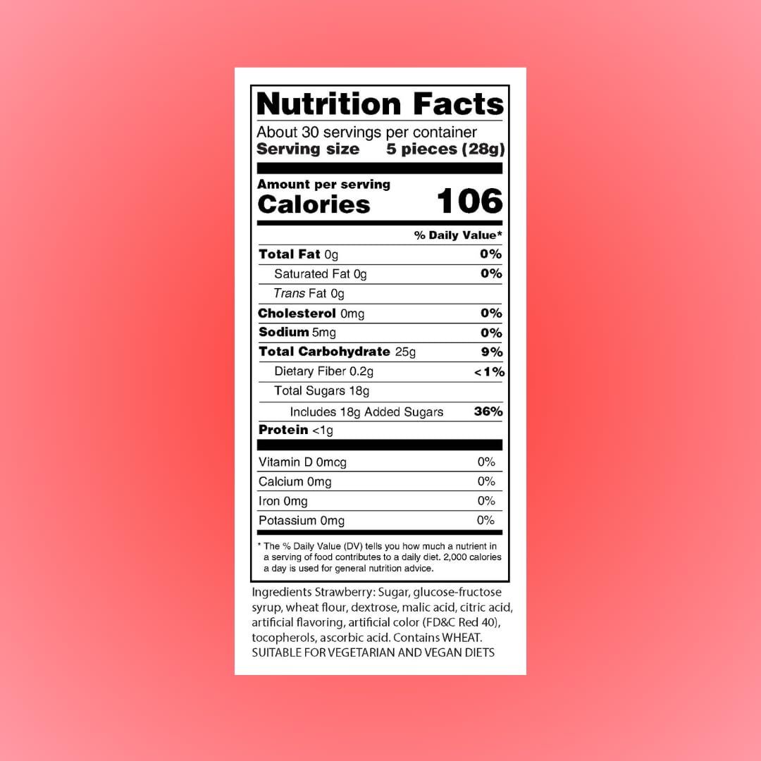 Sour Power Strawberry Straws texture close-up highlighting soft chewy bite for on-the-go snacking.