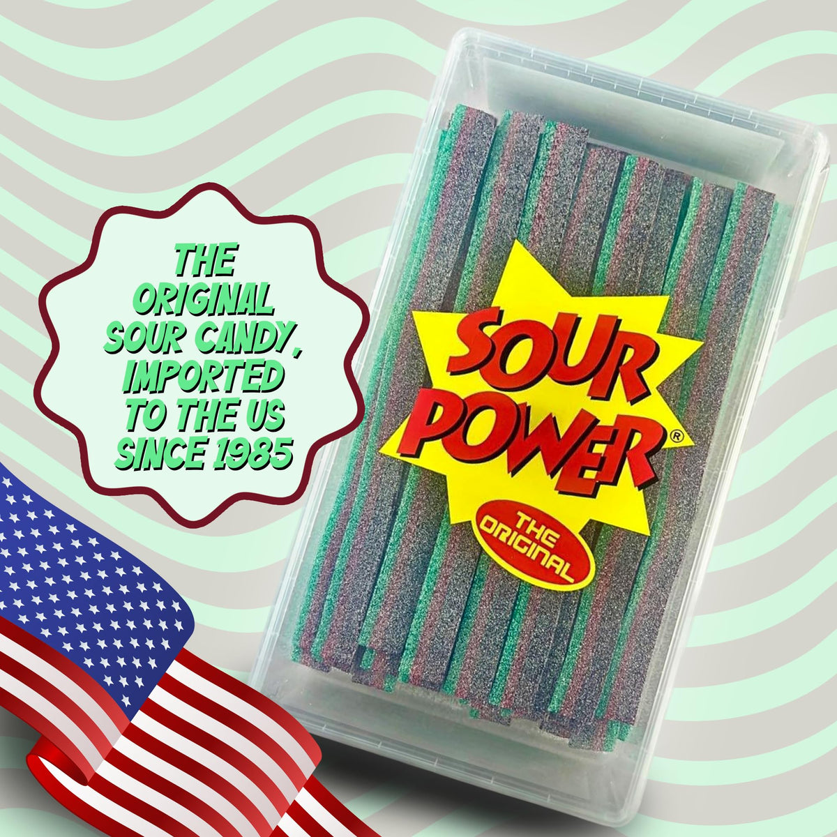 Sour Power Watermelon Belts close-up shows chewy texture and tangy coating.