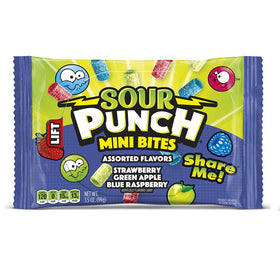 Sour Punch Bites close-up reveals chewy texture and sour sugar coating for crave-worthy flavor.
