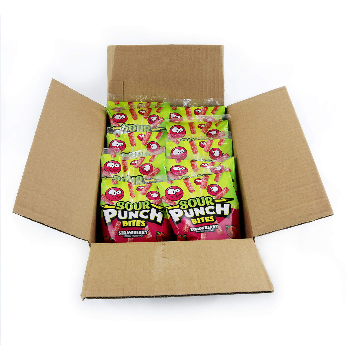 Sour Punch Bites soft-chewy texture for a tangy strawberry bite.