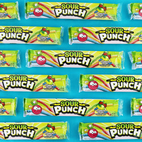 Sour Punch chewy candy texture in close-up.
