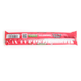 Detail of strawberry flavor and chewy texture in Sour Punch straw