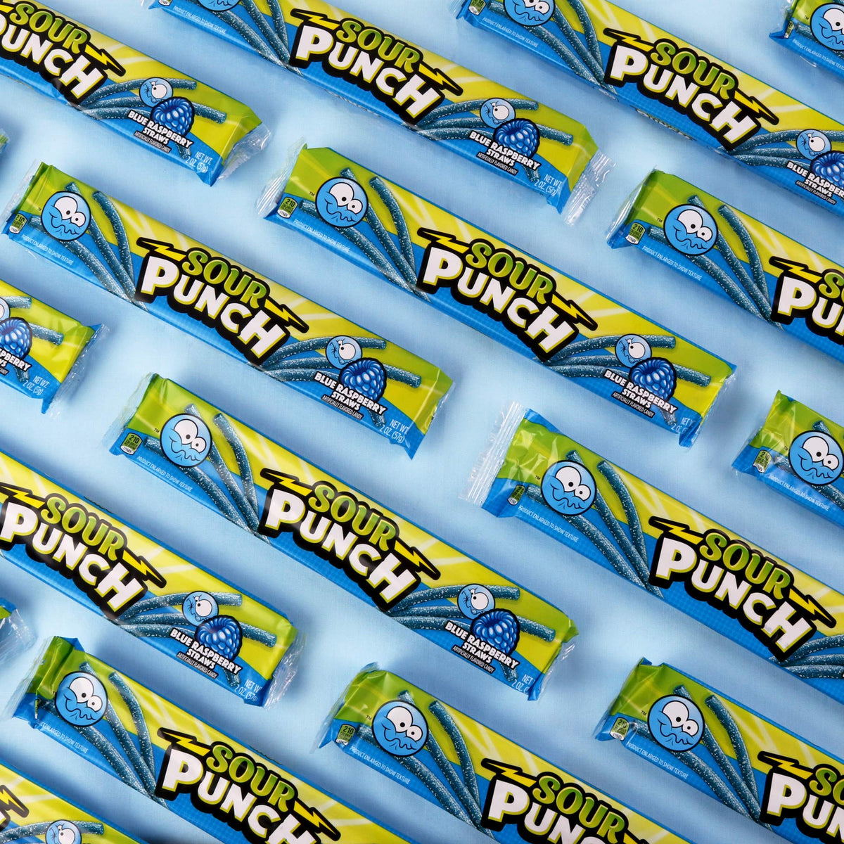 Sour Punch Straws blue raspberry bulk tub convenient for events and gatherings.