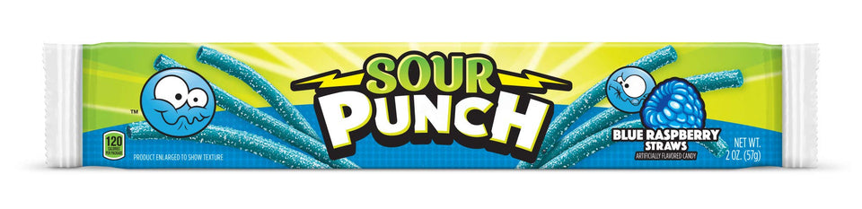Sour Punch Straws Blue Raspberry tray 48oz offers bold flavor for sharing.