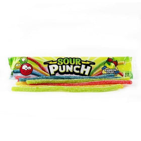 Sour Punch Straws close-up of tangy sour coating.