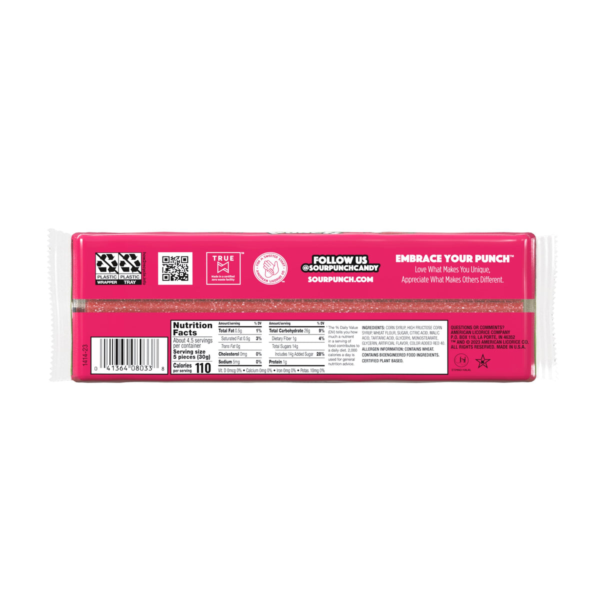 Sour Punch Straws Strawberry chewy texture invites satisfying snacking.