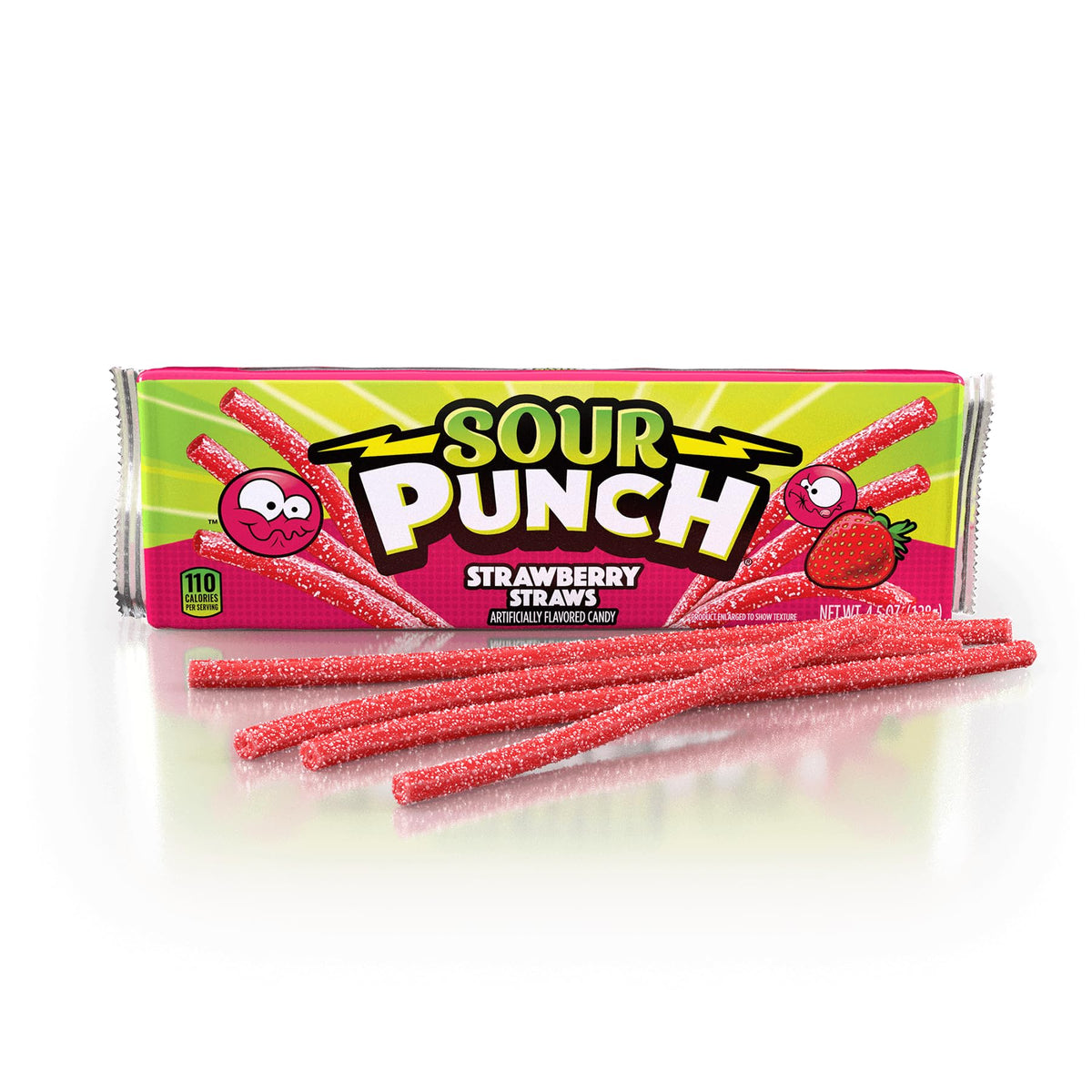 Sour Punch Straws Strawberry sugar coating adds tangy punch.