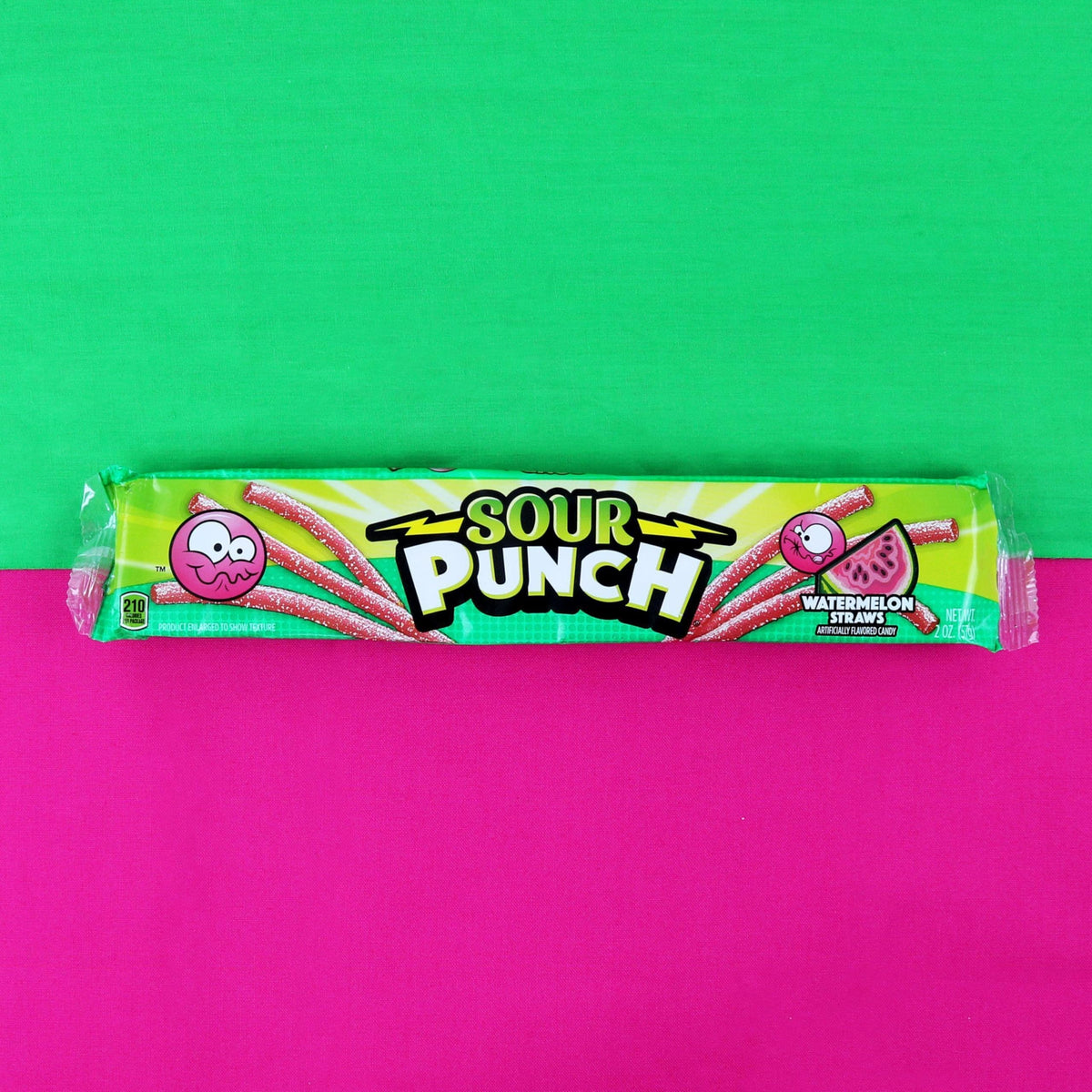 Sour Punch Watermelon Sour Straws bulk tray display suggests easy sharing at gatherings.