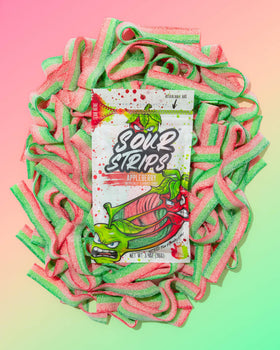 Appleberry Sour Strips snack ready for sharing, with freshness seal.