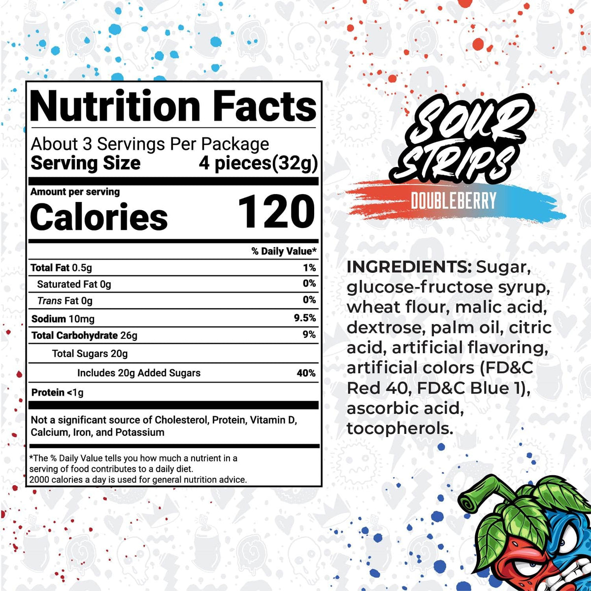 SOUR STRIPS Doubleberry 2-pack product shot emphasizing vegetarian chewy candy